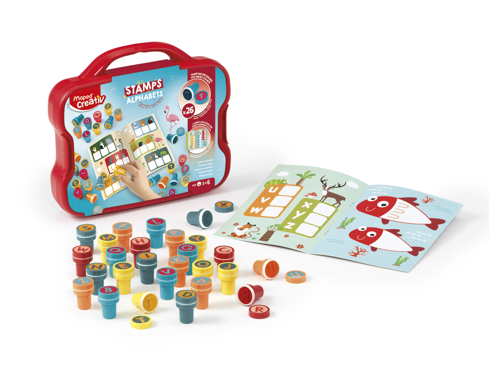 JUEGO MAPED CREATIV TEXTUR ART SELLO LETRAS MALETIN DE 26 UNIDADES